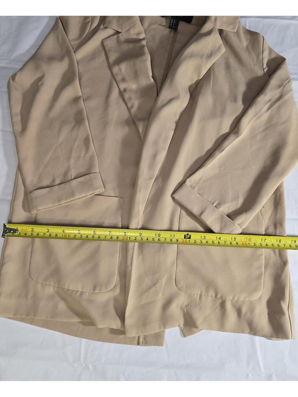 Forever 21 Beige 3/Sleeve,Open Front and pockets,chic Blazer Jacket size Small - Picture 7 of 16
